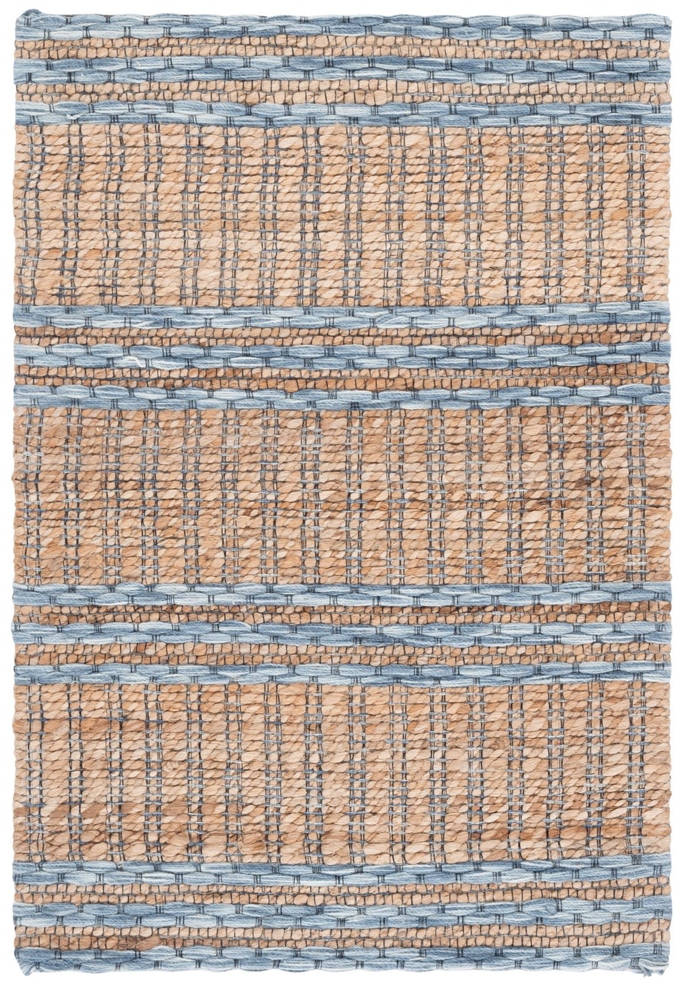 Safavieh Martha Natural Light Blue Hand‑Tufted Runner Rug — Coastal Modern Striped Jute Wool Cotton Blend For Hallways 2'-3" x 8'-0" MSR9525L-28