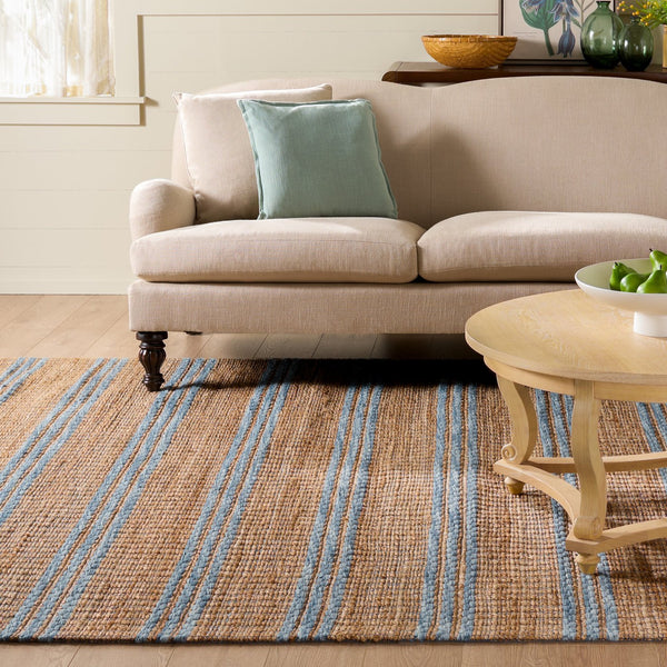 Safavieh Martha Hand-Tufted Natural & Light Blue Area Rug, 8X10 Artisan Jute-Wool-Cotton Blend For Modern Homes 9'-0" x 12'-0" MSR9525L-9