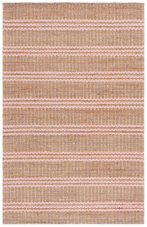 Safavieh Martha Hand-Tufted Natural Blush Area Rug — Jute Wool Cotton Blend, Low-Profile Coastal Stripe Elegance 8'-0" x 10'-0" MSR9525U-8