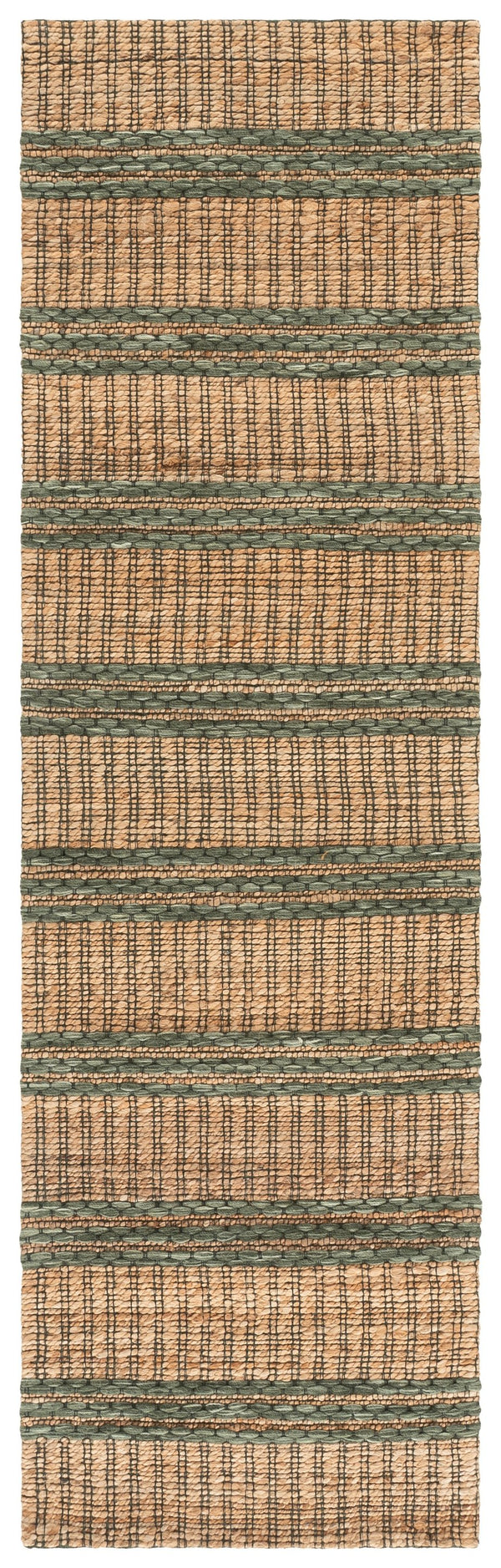 Safavieh Martha Hand-Tufted Natural Green Area Rug — Jute Wool Cotton Blend, Subtle Stripes, Low Profile Comfort 4'-0" x 6'-0" MSR9525Y-4