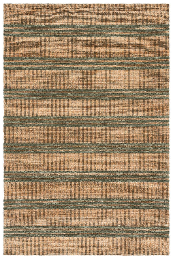 Safavieh Martha Hand-Tufted Natural & Green Round Rug — Jute Wool Cotton Blend, Low-Profile Durable Comfort 6'-0" x 6'-0" MSR9525Y-6R