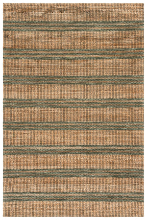 Safavieh Martha Hand-Tufted Natural Green Area Rug — Jute Wool Cotton Blend, Subtle Stripes, Low Profile Comfort 4'-0" x 6'-0" MSR9525Y-4