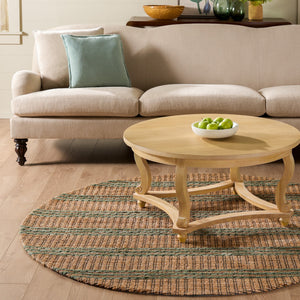Safavieh Martha Hand-Tufted Natural & Green Round Rug — Jute Wool Cotton Blend, Low-Profile Durable Comfort 6'-0" x 6'-0" MSR9525Y-6R