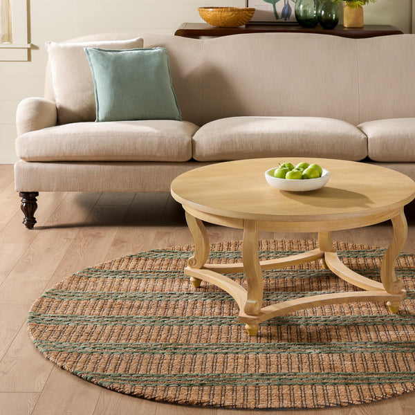 Safavieh Martha Hand-Tufted Natural & Green Area Rug — Jute Wool Cotton Blend, Artisanal Texture For Modern Spaces 6'-0" x 6'-0" MSR9525Y-6SQ