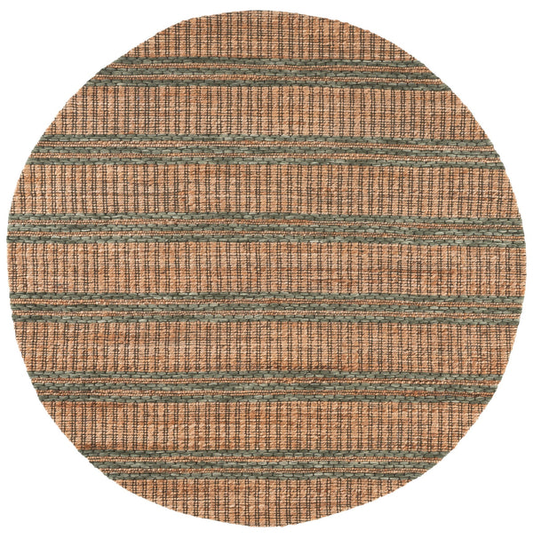 Safavieh Martha Hand-Tufted Natural & Green Round Rug — Jute Wool Cotton Blend, Low-Profile Durable Comfort 6'-0" x 6'-0" MSR9525Y-6R