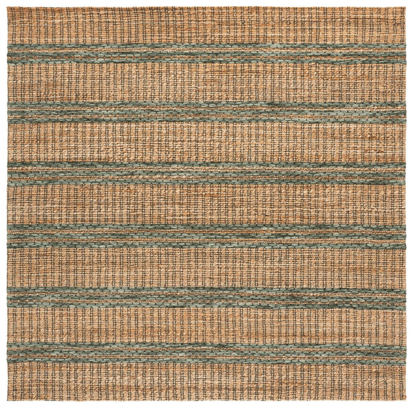 Safavieh Martha Hand-Tufted Natural & Green Area Rug — Jute Wool Cotton Blend, Artisanal Texture For Modern Spaces 6'-0" x 6'-0" MSR9525Y-6SQ