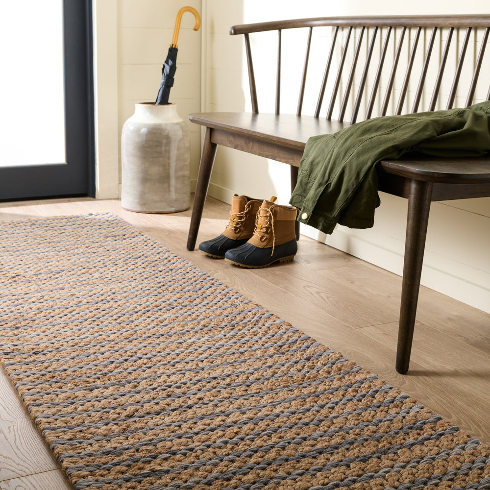 Safavieh Martha Hand-Tufted Natural Charcoal Runner Rug — Low-Pile Jute Wool Cotton Blend For Hallways 2'-3" x 8'-0" MSR9526H-28