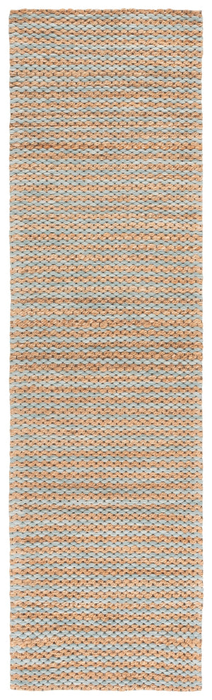 Safavieh Martha Hand-Tufted Natural Jute Wool Runner With Light Blue Stripes — Low-Profile Coastal Elegance 2'-3" x 8'-0" MSR9526L-28