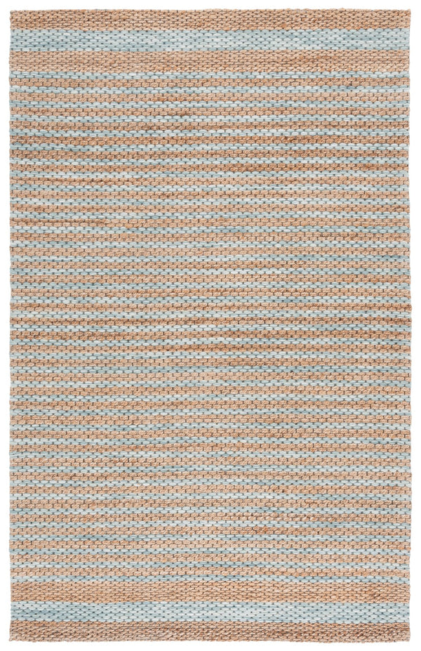 Safavieh Martha Hand-Tufted Natural Jute Wool Runner With Light Blue Stripes — Low-Profile Coastal Elegance 2'-3" x 8'-0" MSR9526L-28