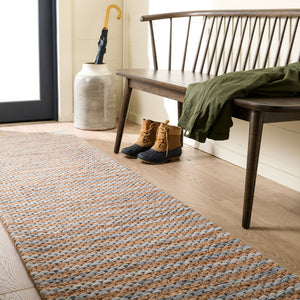 Safavieh Martha Hand‑Tufted Natural & Blue Area Rug — Jute Wool Cotton Blend, Low‑Pile Minimalist Elegance 6'-0" x 6'-0" MSR9526M-6SQ