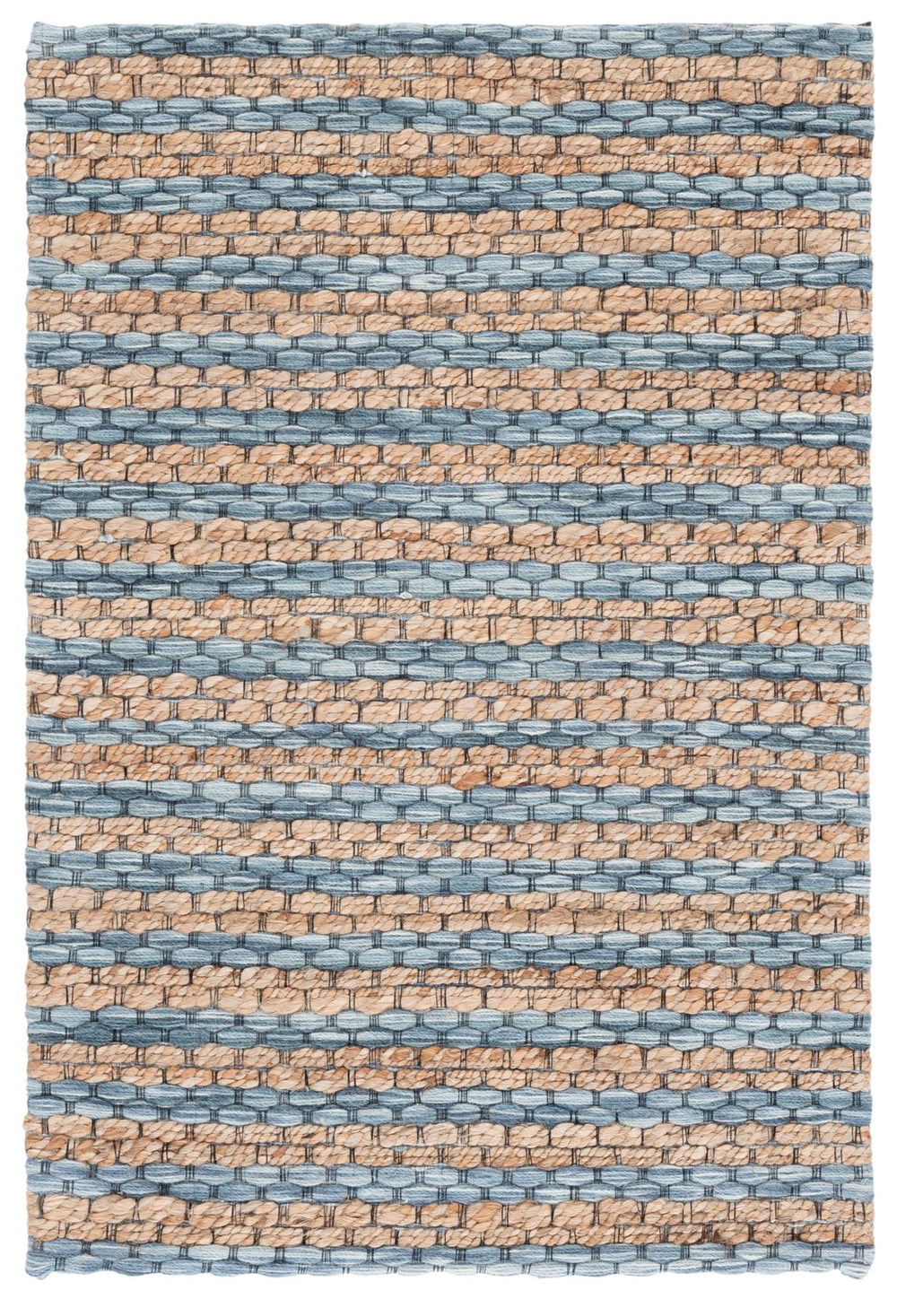 Safavieh Martha Hand‑Tufted Natural & Blue Area Rug — Coastal Modern Striped Jute Wool Cotton Blend Rug 4'-0" x 6'-0" MSR9526M-4
