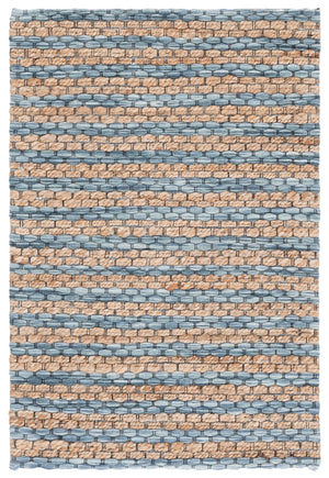 Safavieh Martha Hand‑Tufted Natural & Blue Area Rug — Jute Wool Cotton Blend, Low‑Pile Minimalist Elegance 6'-0" x 6'-0" MSR9526M-6SQ