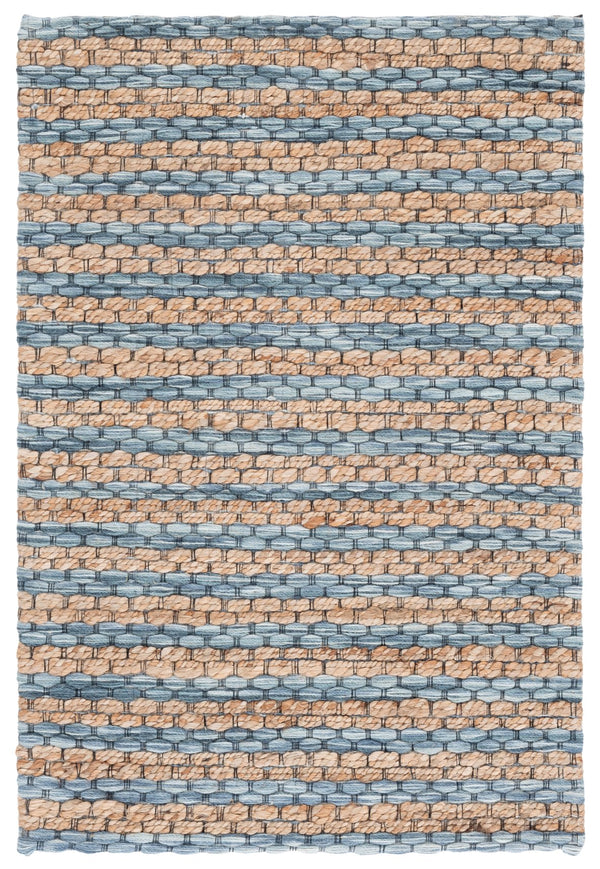 Safavieh Martha Hand‑Tufted Natural & Blue Area Rug — Jute Wool Cotton Blend, Low‑Pile Minimalist Elegance 6'-0" x 6'-0" MSR9526M-6SQ