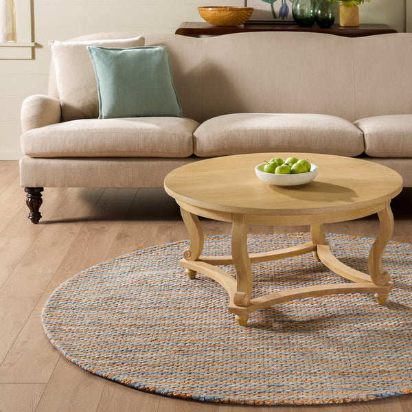 Safavieh Martha Hand-Tufted Natural And Blue Runner Rug, Low 3/8" Pile, Jute-Wool-Cotton Serene Hallway DéCor 2'-3" x 8'-0" MSR9526M-28