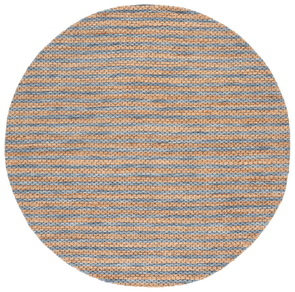 Safavieh Martha Hand-Tufted Natural Jute Wool Round Rug With Soft Blue Accents — Coastal-Organic Texture Blend 6'-0" x 6'-0" MSR9526M-6R