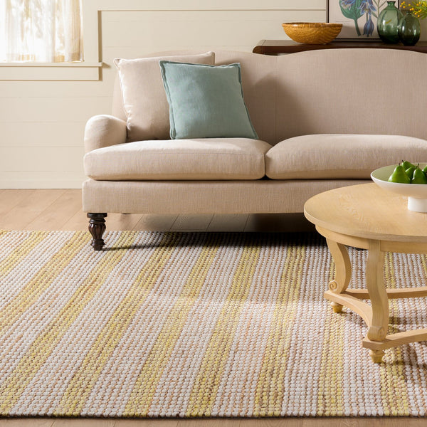 Safavieh Martha Hand-Tufted Round Jute Wool Rug In Natural And Yellow — Low-Pile, Coastal Minimalist Appeal 6'-0" x 6'-0" MSR9527D-6R