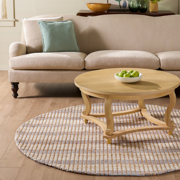 Safavieh Martha Hand-Tufted Natural Grey Rug — Jute Wool Cotton Blend, Low Pile Minimalist Texture (Square) 6'-0" x 6'-0" MSR9527F-6SQ