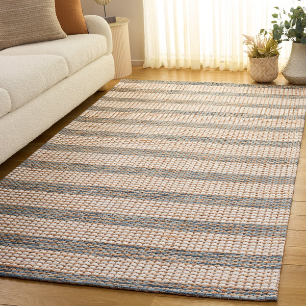 Safavieh Martha Hand-Tufted Jute Wool Area Rug In Natural And Dark Blue — Low-Profile Coastal Modern Charm 4'-0" x 6'-0" MSR9527M-4