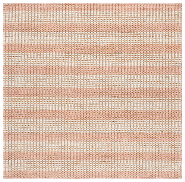 Safavieh Martha Hand-Tufted Natural Blush Square Rug — Jute Wool Cotton Blend, Low-Profile Texture & Warmth 6'-0" x 6'-0" MSR9527U-6SQ