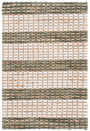 Safavieh Martha Handcrafted Square Area Rug In Natural And Green Tones — Jute, Wool & Cotton Coastal Stripe Elegance 6'-0" x 6'-0" MSR9527Y-6SQ