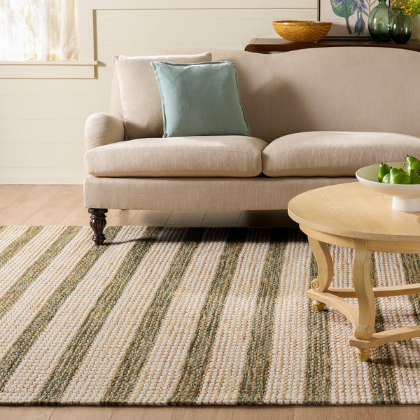Safavieh Martha Hand-Tufted Natural Green Round Rug — Jute Wool Cotton Blend, Low-Profile Coastal Texture 6'-0" x 6'-0" MSR9527Y-6R