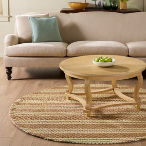 Safavieh Martha Hand-Tufted Round Area Rug In Natural & Yellow — Jute Wool Cotton Blend, Low-Profile Comfort 6'-0" x 6'-0" MSR9528D-6R