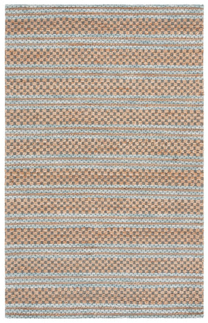 Safavieh Martha Hand‑Tufted Natural And Light Blue Jute‑Wool Rug, Low‑Profile Texture For Coastal Modern Rooms 4'-0" x 6'-0" MSR9528L-4