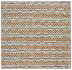 Safavieh Martha Round Hand-Tufted Natural Jute Wool Rug With Subtle Light-Blue Accents For Coastal Rooms 6'-0" x 6'-0" MSR9528L-6R