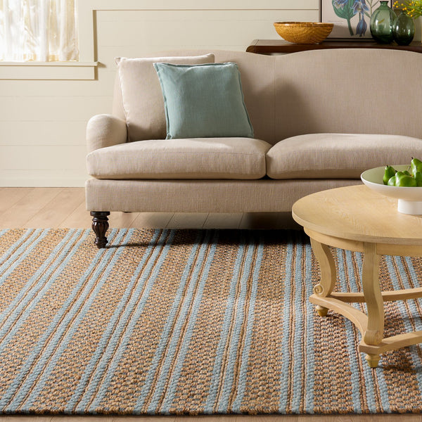 Safavieh Martha Round Hand-Tufted Natural Jute Wool Rug With Subtle Light-Blue Accents For Coastal Rooms 6'-0" x 6'-0" MSR9528L-6R