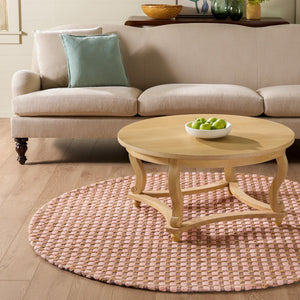 Safavieh Martha Hand‑Tufted Natural Blush Area Rug — Jute Wool Cotton Blend, Low Pile, Indian Craftsmanship Elegance 6'-0" x 6'-0" MSR9529U-6SQ
