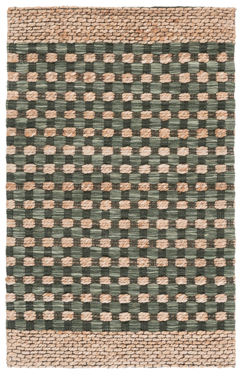 Safavieh Martha Hand-Tufted Natural And Green Area Rug — Artisanal Jute-Wool-Cotton Blend, Low-Profile Comfort 6'-0" x 6'-0" MSR9529Y-6SQ