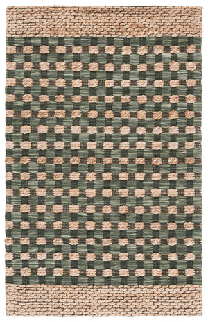 Safavieh Martha Hand-Tufted Natural And Green Area Rug — Artisanal Jute-Wool-Cotton Blend, Low-Profile Comfort 6'-0" x 6'-0" MSR9529Y-6SQ