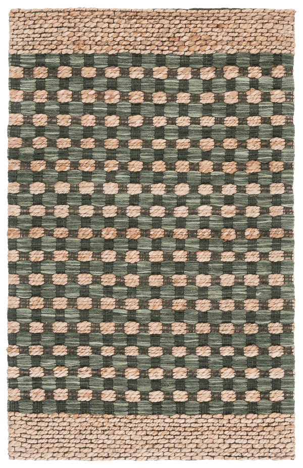 Safavieh Martha Hand-Tufted Natural And Green Area Rug — Artisanal Jute-Wool-Cotton Blend, Low-Profile Comfort 6'-0" x 6'-0" MSR9529Y-6SQ