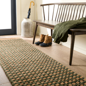 Safavieh Martha Hand‑Tufted Natural & Green Runner Rug — Low‑Pile Jute Wool Cotton Blend For Hallways 2'-3" x 8'-0" MSR9529Y-28