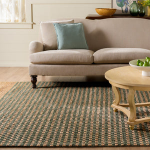 Safavieh Martha Hand-Tufted Natural And Green Area Rug — Artisanal Jute-Wool-Cotton Blend, Low-Profile Comfort 6'-0" x 6'-0" MSR9529Y-6SQ