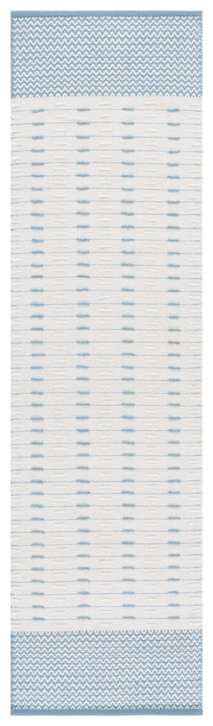 Safavieh Martha Handwoven 9X12 Light Blue & Ivory Wool-Cotton Rug — Low-Pile Scandinavian Geometric Style, Durable Elegance MSR9625K-9