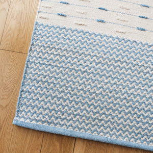 Safavieh Martha Handwoven Area Rug In Luxe Wool-cotton Blend For Modern Or Traditional Home Decor Elegance Light Blue ,Ivory 85% Wool 15% Cotton Msr9625k-4