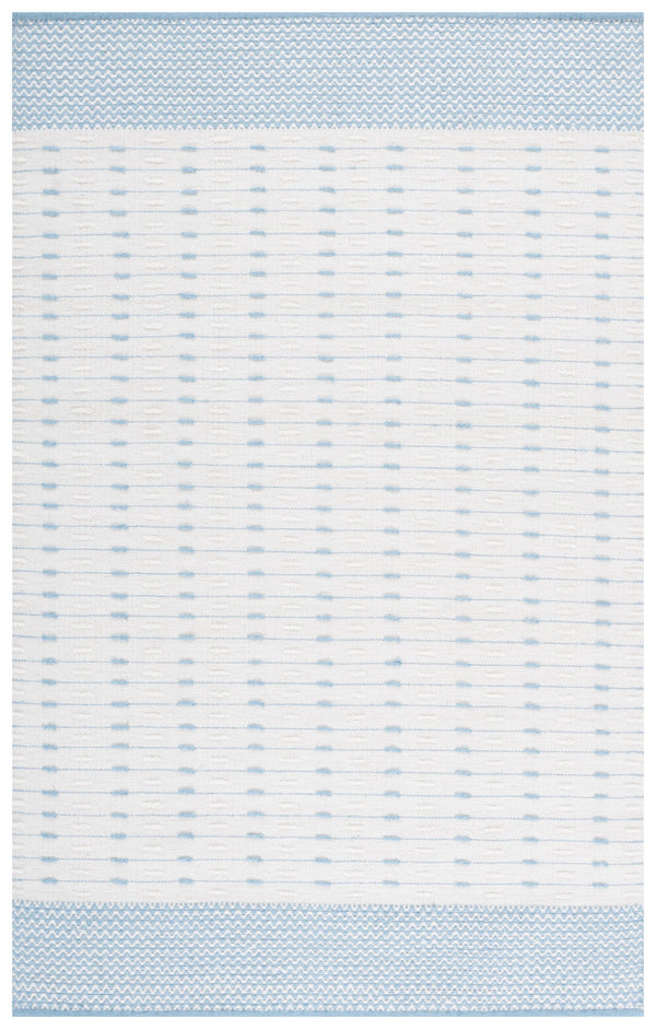 Safavieh Martha Handwoven 9X12 Light Blue & Ivory Wool-Cotton Rug — Low-Pile Scandinavian Geometric Style, Durable Elegance MSR9625K-9