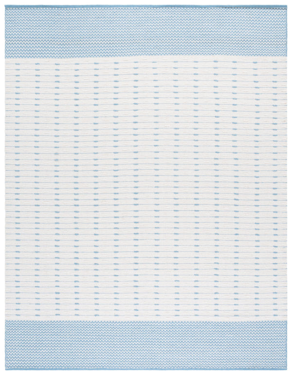 Safavieh Martha Handwoven 9X12 Light Blue & Ivory Wool-Cotton Rug — Low-Pile Scandinavian Geometric Style, Durable Elegance MSR9625K-9