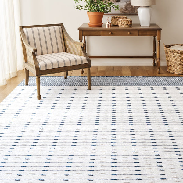 Safavieh Martha Elegant Handwoven Runner Area Rug - Timeless Craftsmanship & Soft Touch For Your Home Navy ,Ivory 85% Wool 15% Cotton Msr9625n-8