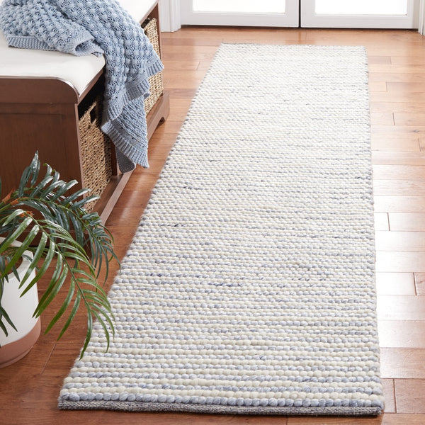 Safavieh Msr Contemporary Hand Woven Area Rug - Luxurious Wool & Cotton Blend For Elegant Home Decor Ivory ,Blue Wool And Cotton Msr9650m-8