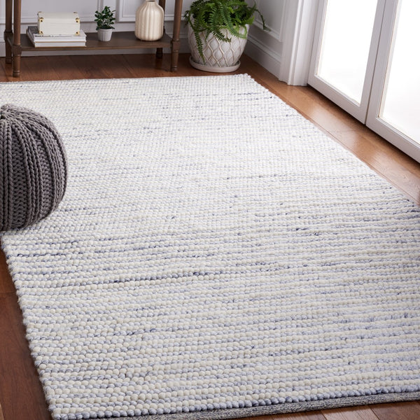Safavieh Msr Contemporary Hand Woven Area Rug - Luxurious Wool & Cotton Blend For Elegant Home Decor Ivory ,Blue Wool And Cotton Msr9650m-8