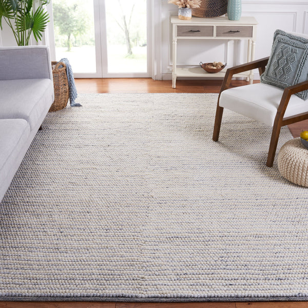 Safavieh Msr Contemporary Hand Woven Area Rug - Luxurious Wool & Cotton Blend For Elegant Home Decor Ivory ,Blue Wool And Cotton Msr9650m-8