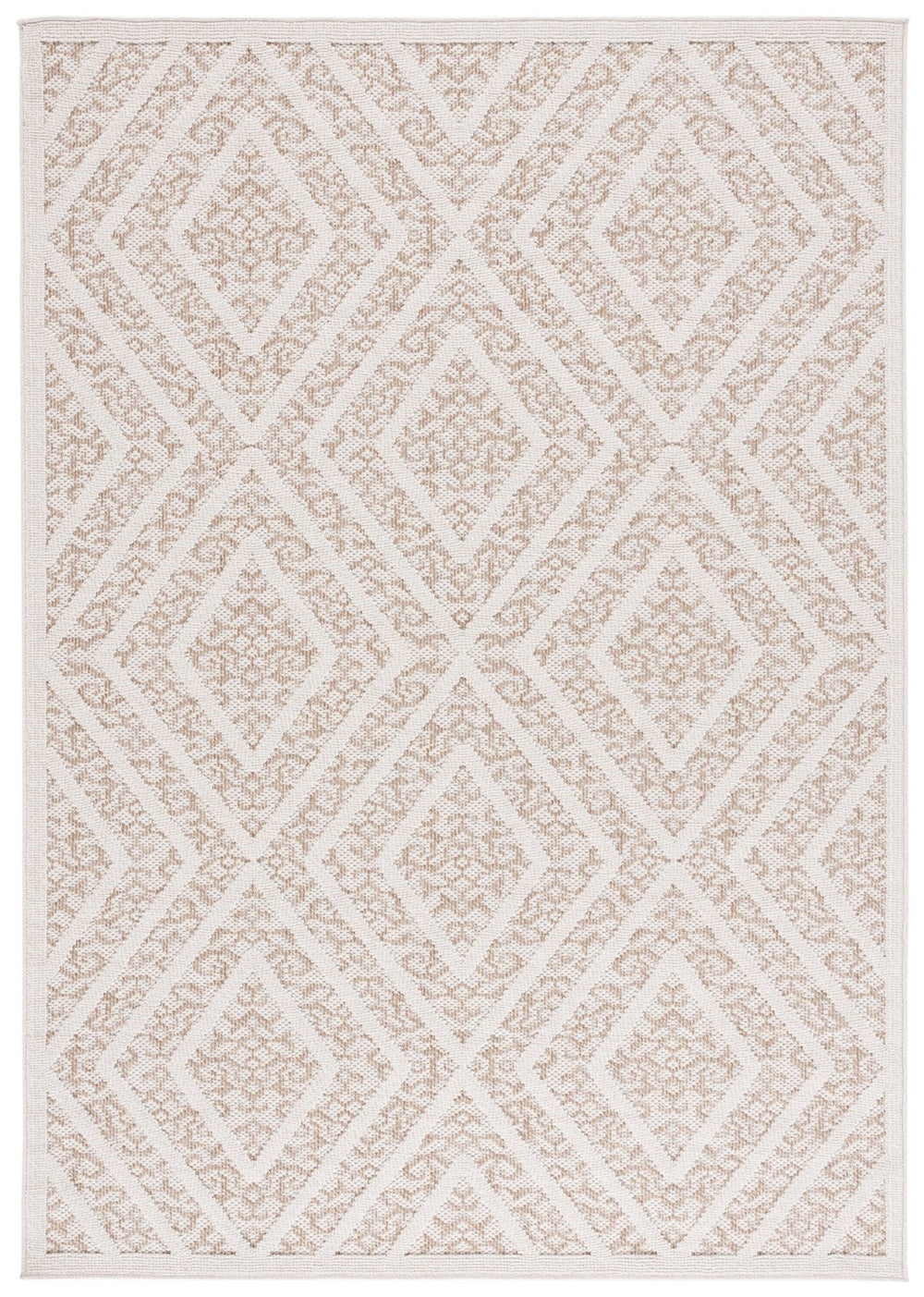 Safavieh Msr Exquisite Light Beige & Brown Area Rug - Stylish 5'3" X 7'6" Indoor/Outdoor Flat Weave Design Light Beige ,Brown Polypropylene Msro218b-5