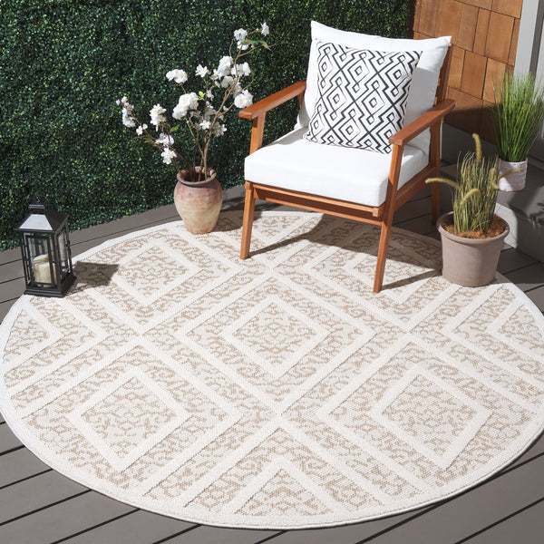 Safavieh Msr Exquisite Light Beige & Brown Area Rug - Stylish 5'3" X 7'6" Indoor/Outdoor Flat Weave Design Light Beige ,Brown Polypropylene Msro218b-5