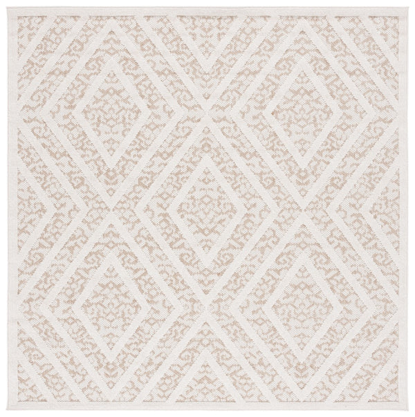 Safavieh Msro218 Global Flat Weave Indoor / Outdoor Rug Light Beige / Brown 6'-7" x 6'-7" Square