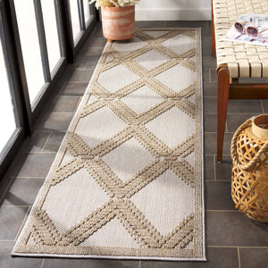 Safavieh Martha Stewart 6'7" Round Area Rug - Elegant Beige/Brown Geometric Design For Indoor & Outdoor Use Beige ,Brown Polypropylene Msro226b-7r