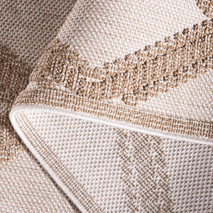 Safavieh Martha Stewart 6'7" Round Area Rug - Elegant Beige/Brown Geometric Design For Indoor & Outdoor Use Beige ,Brown Polypropylene Msro226b-7r