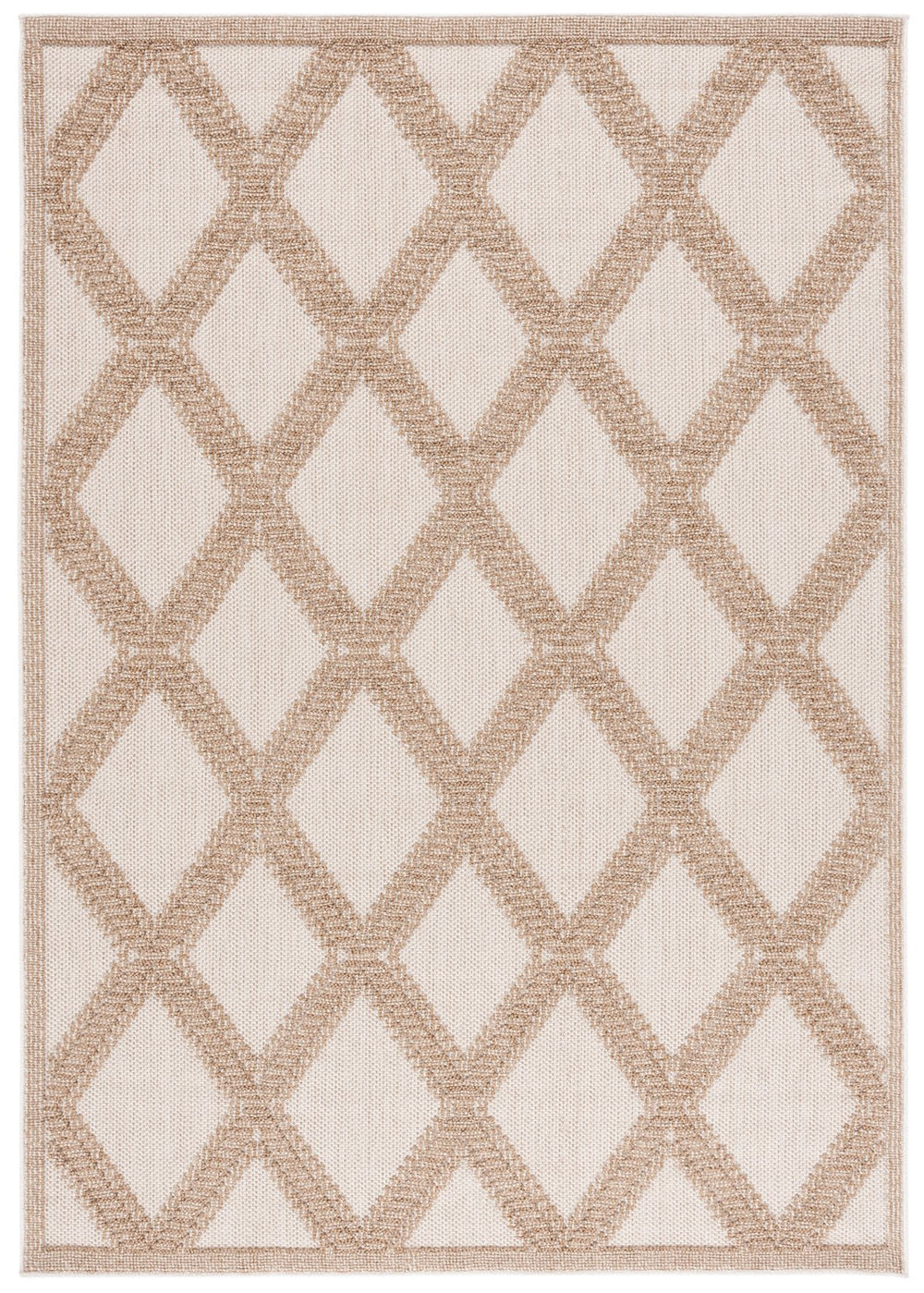 Safavieh Martha Stewart 6'7" Round Area Rug - Elegant Beige/Brown Geometric Design For Indoor & Outdoor Use Beige ,Brown Polypropylene Msro226b-7r