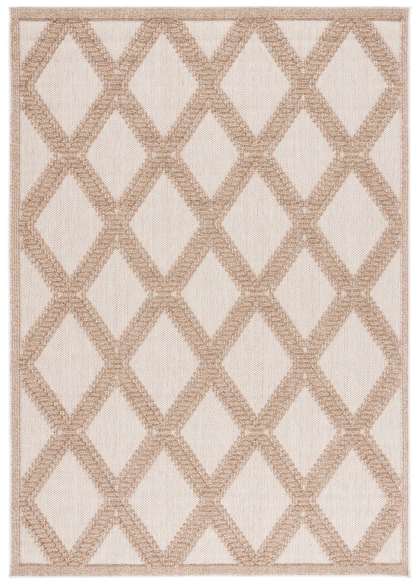 Safavieh Martha Stewart 6'7" Round Area Rug - Elegant Beige/Brown Geometric Design For Indoor & Outdoor Use Beige ,Brown Polypropylene Msro226b-7r